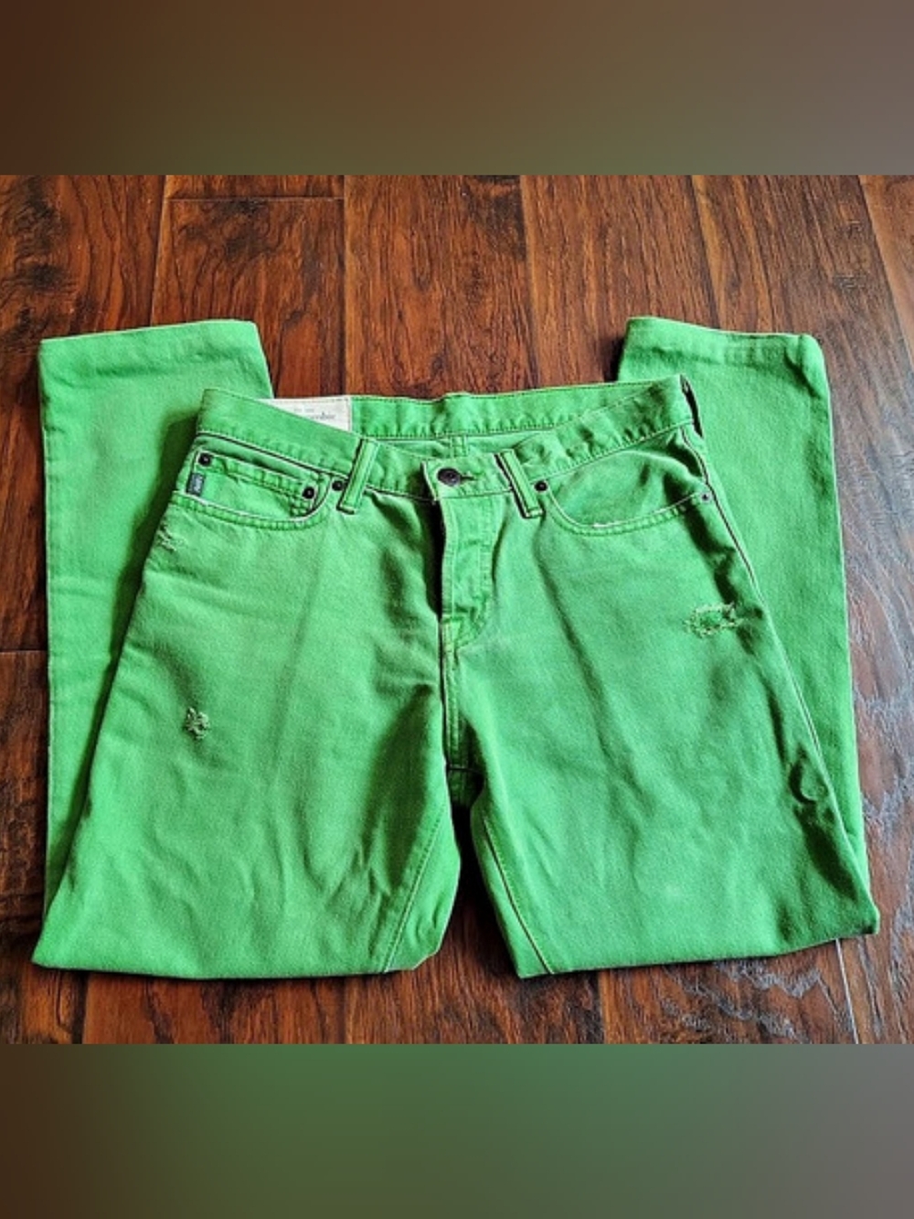 Abercrombie & Fitch The A&F Skinny Distressed Green Skinny Jeans Waist 30
